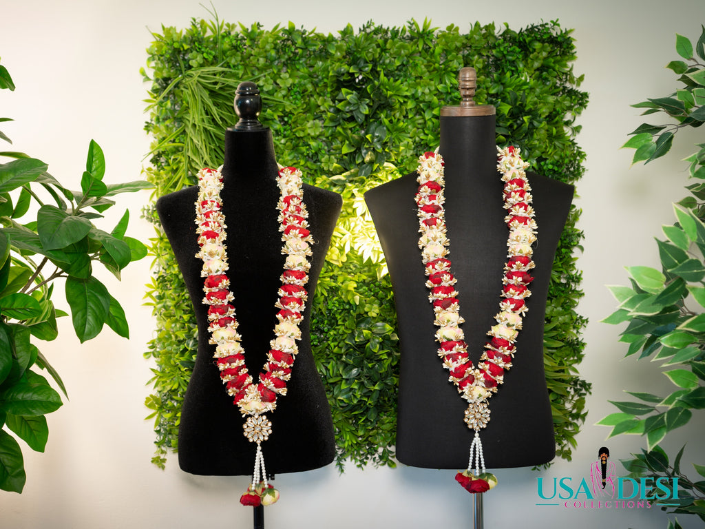 Artificial Peony Garland ( Gold and Red)
