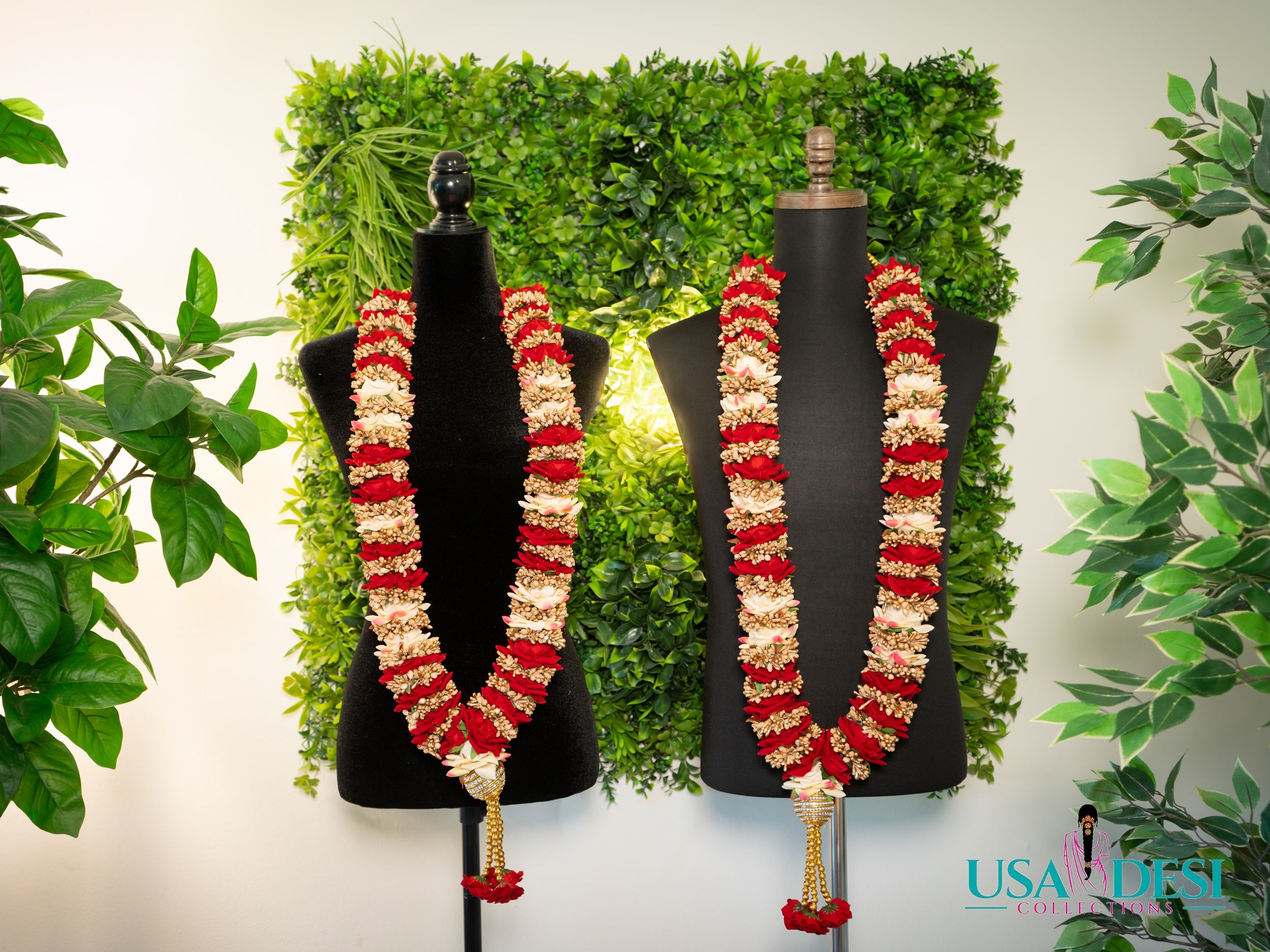 Artificial Peony Garland (Red and Gold)