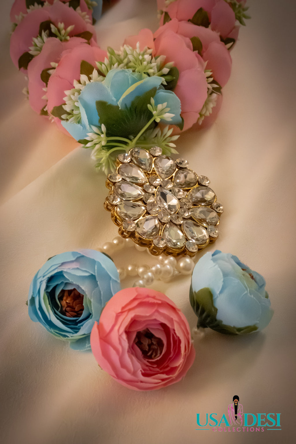 Artificial Peony Garland (Bluish Pink)