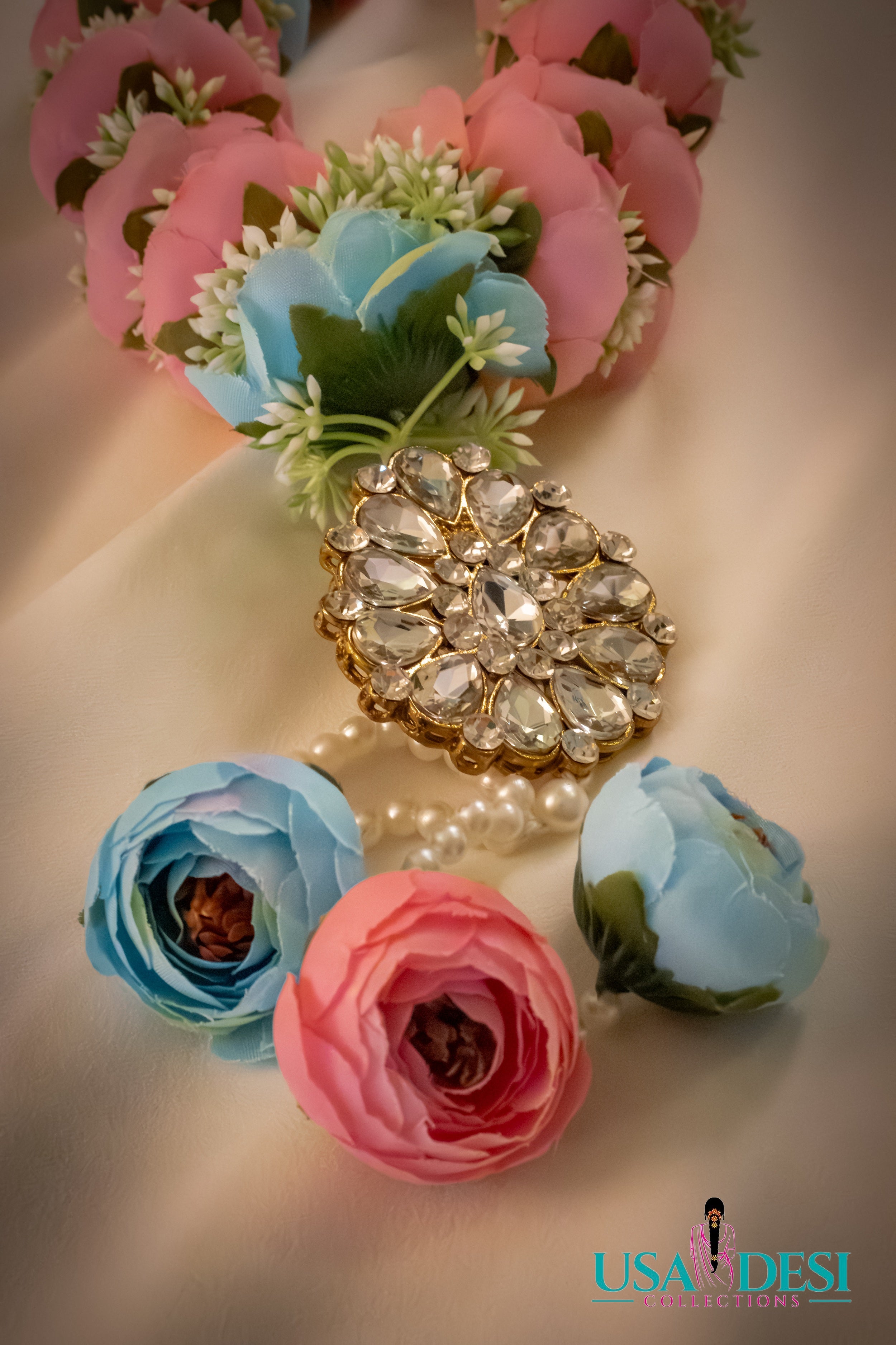 Artificial Peony Garland (Bluish Pink)