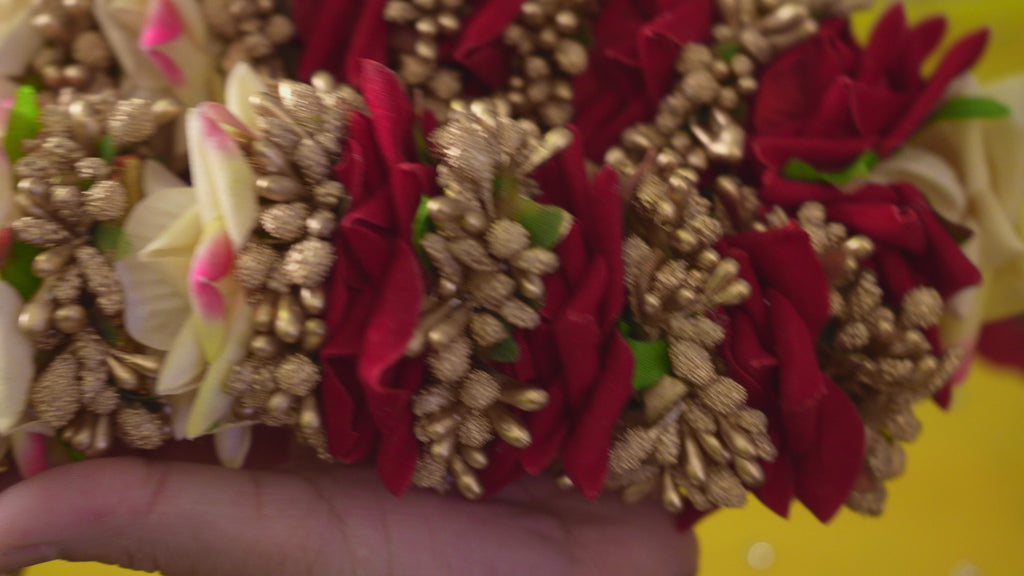 Artificial Peony Garland (Red and Gold)