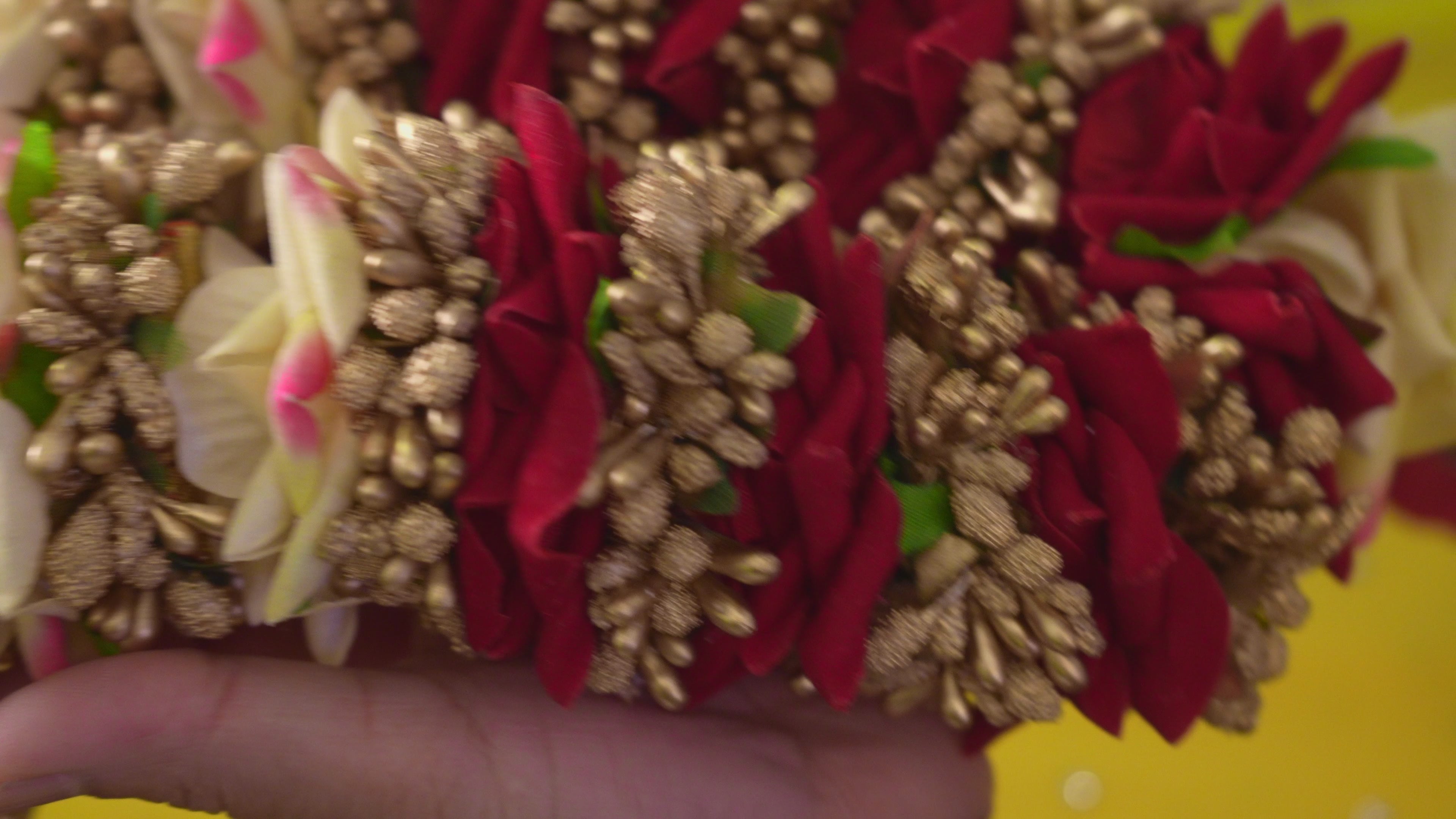 Artificial Peony Garland (Red and Gold)
