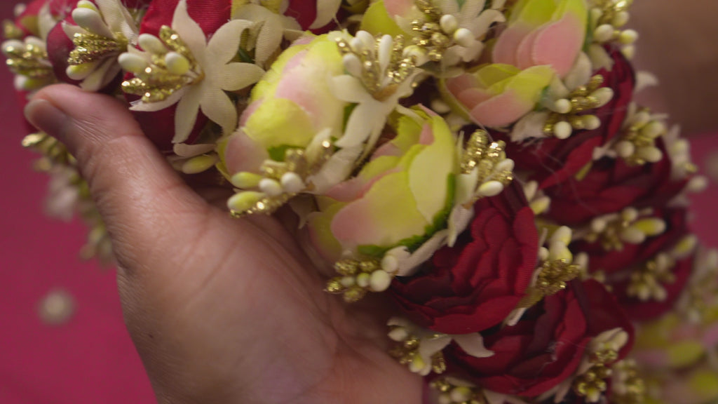 Artificial Peony Garland ( Gold and Red)