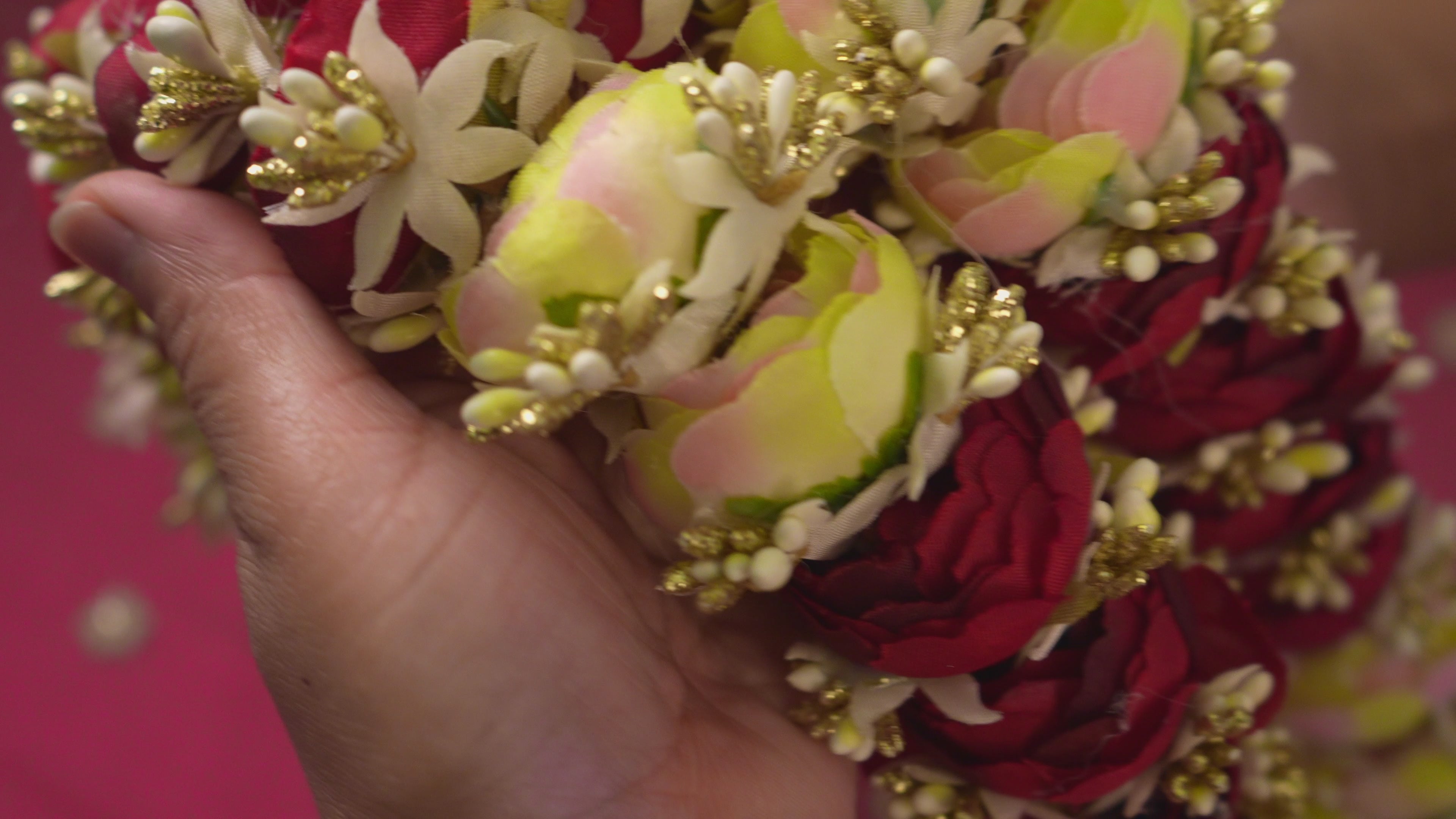 Artificial Peony Garland ( Gold and Red)