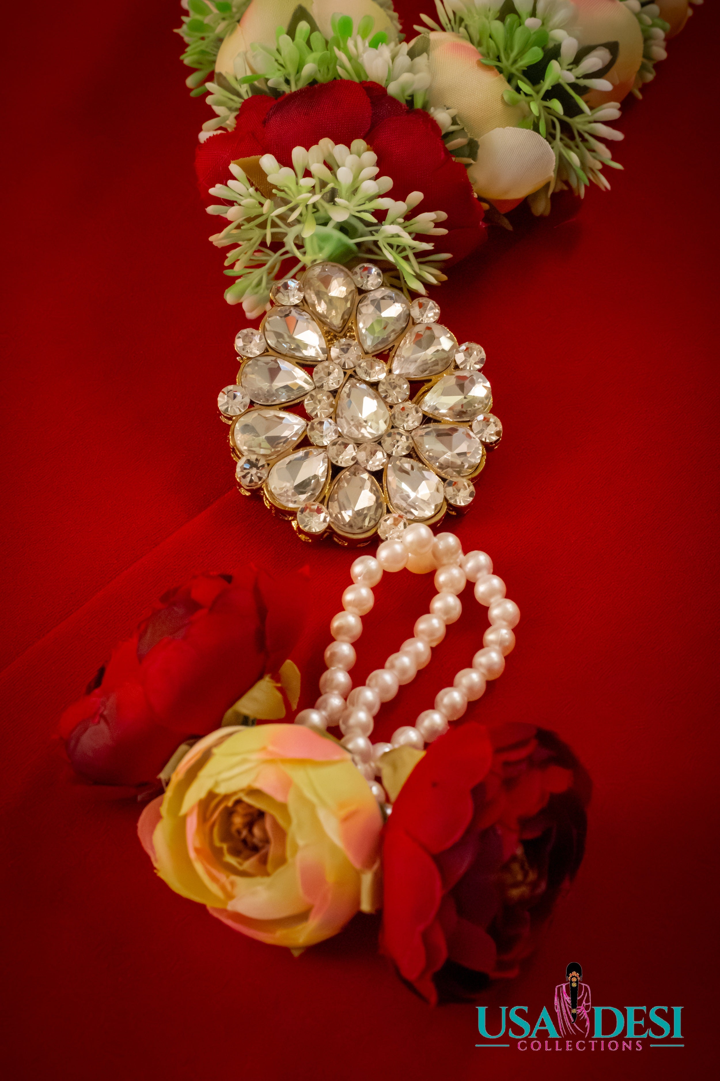 Artificial Peony Garland (White and Red)