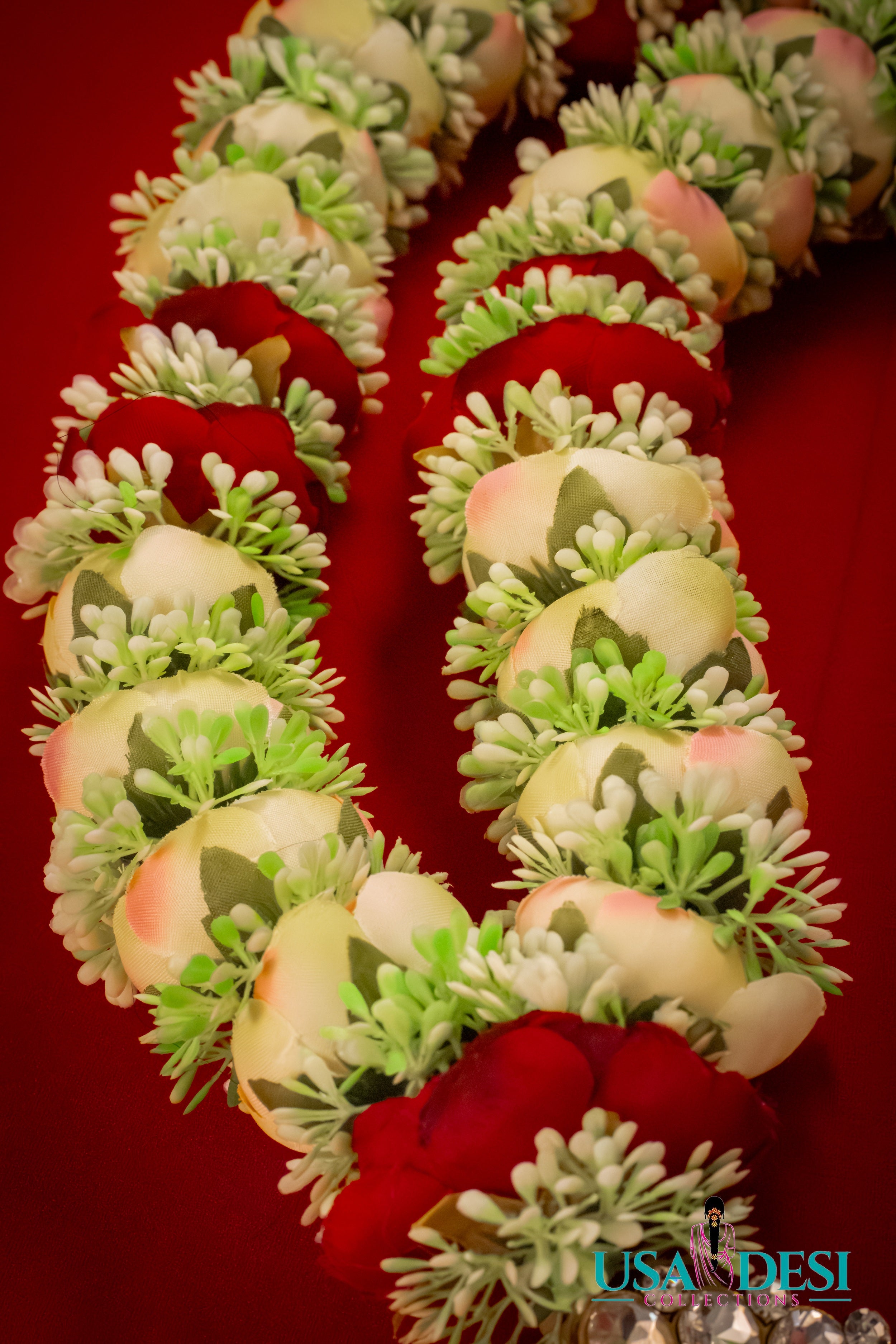 Artificial Peony Garland (White and Red)