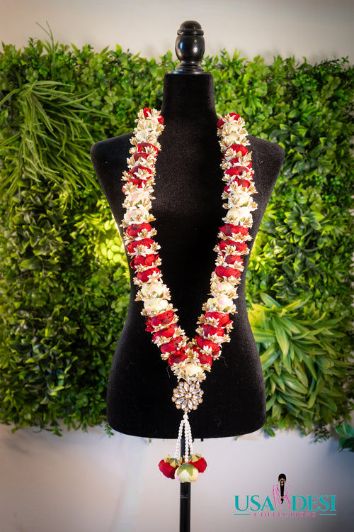 Artificial Peony Garland ( Gold and Red)